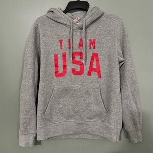 Gray Team USA Hoodie with Red Accents